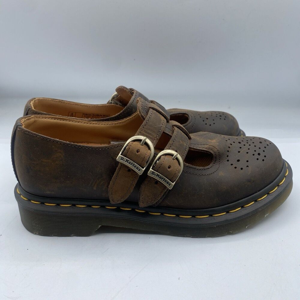 Dr. Martens Mary Jane Shoes 8065 Women 6 EU37 Double Buckle Brown Leather NWOB**